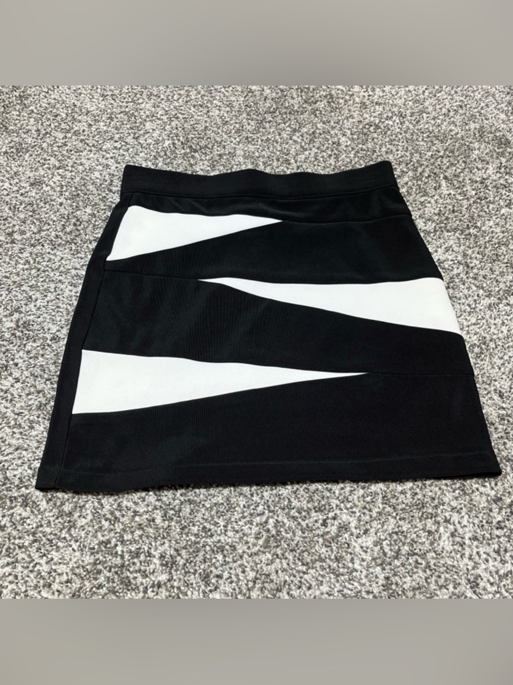 Forever 21 Black White Striped Crossover Body-con Mini Skirt Side Zip Small Y2K